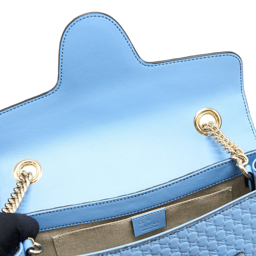 GUCCI EMILY CHAIN SHOULDER BAG CALFSKIN LIGHT BLUE SHW