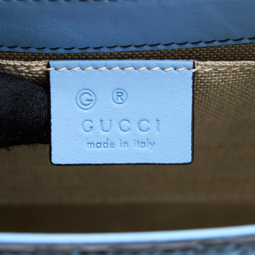 GUCCI EMILY CHAIN SHOULDER BAG CALFSKIN LIGHT BLUE SHW