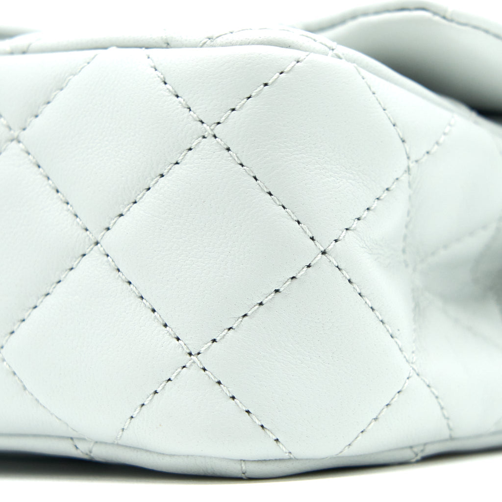 CHANEL 23C PEARL CRUSH MINI RECTANGULAR LAMBSKIN LIGHT GREY BRUSHED GHW (MICROCHIP)