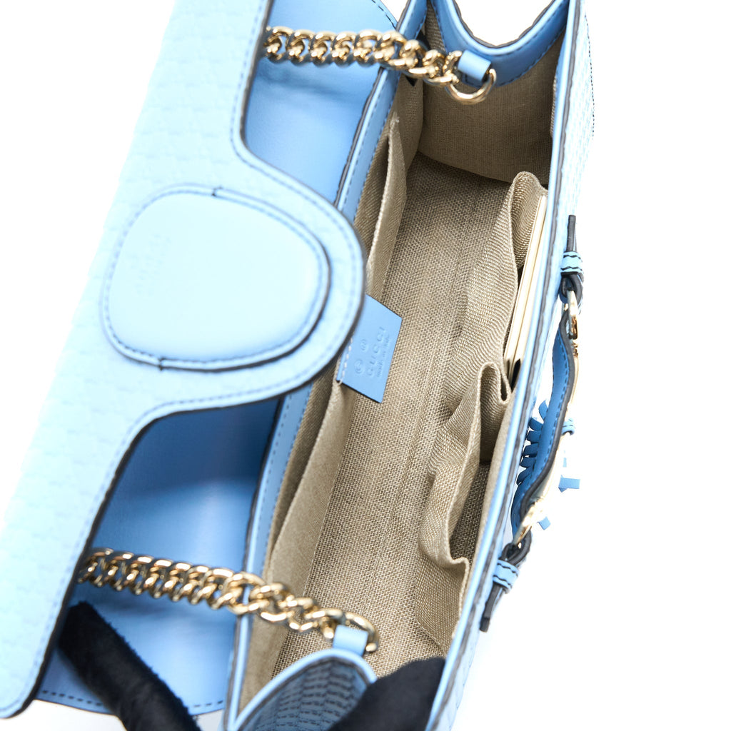 GUCCI EMILY CHAIN SHOULDER BAG CALFSKIN LIGHT BLUE SHW