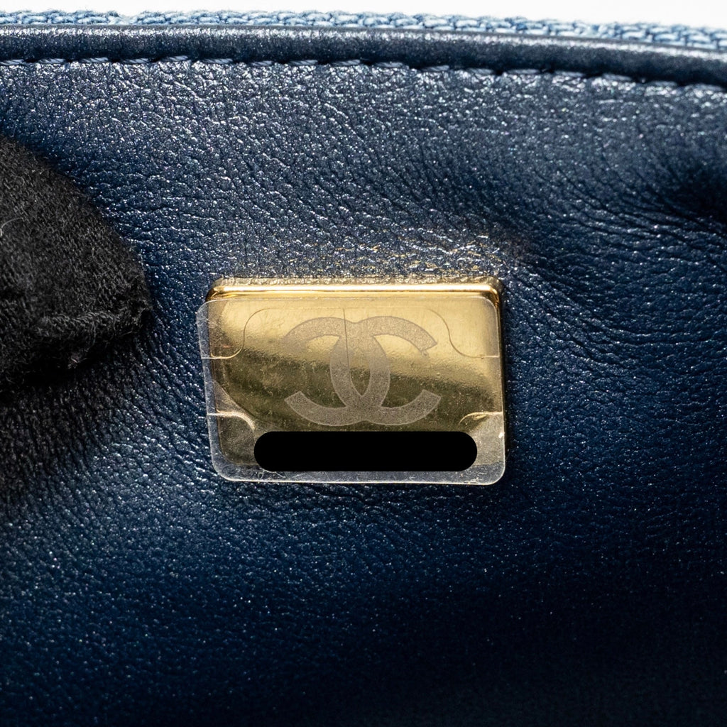 CHANEL MINI RECTANGULAR FLAP BAG DENIM BLUE GHW (MICROCHIP)