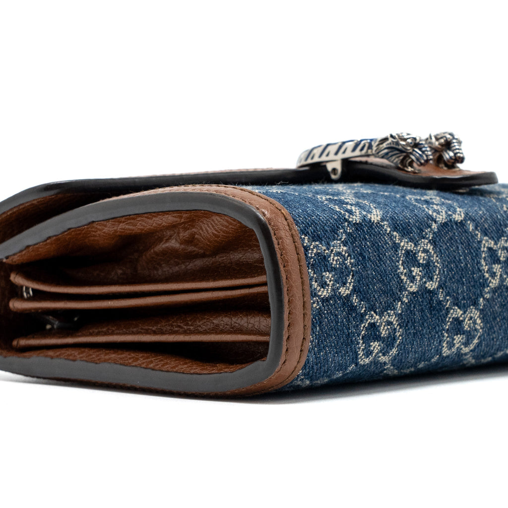 GUCCI DIONYSUS CHAIN WALLET BAG GG SUPREME DENIM/LEATHER MULTICOLOUR HARDWARE