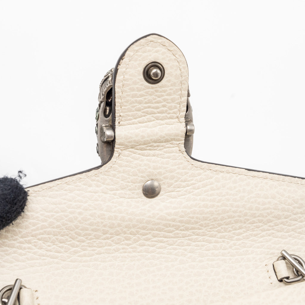 GUCCI SUPER MINI DIONYSUS CALFSKIN WHITE RUTHENIUM SHW