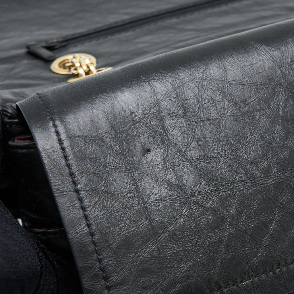 CHANEL 2.55 227 REISSUE FLAP BAG AGED CALFSKIN BLACK GHW