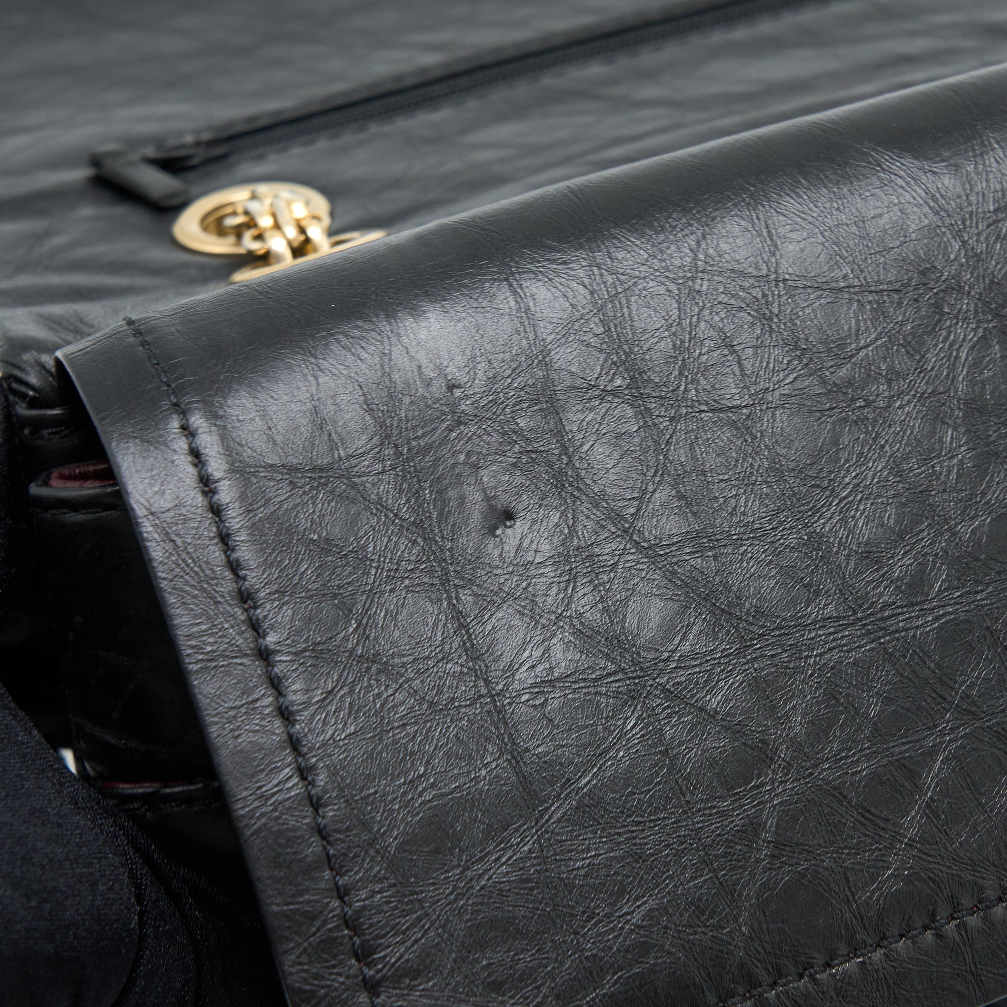 CHANEL 2.55 227 REISSUE FLAP BAG AGED CALFSKIN BLACK GHW