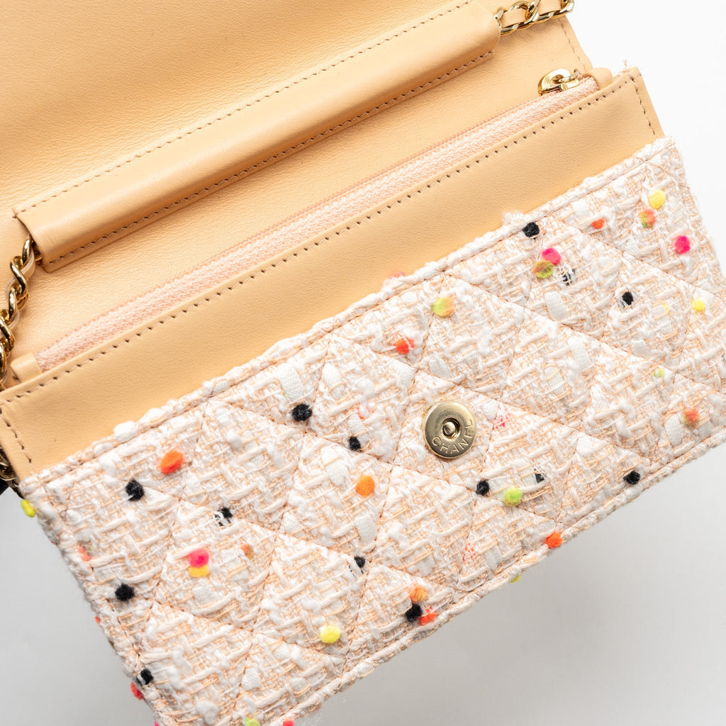 CHANEL 19S WALLET ON CHAIN/O MINI BAG TWEED MULTICOLOUR LGHW