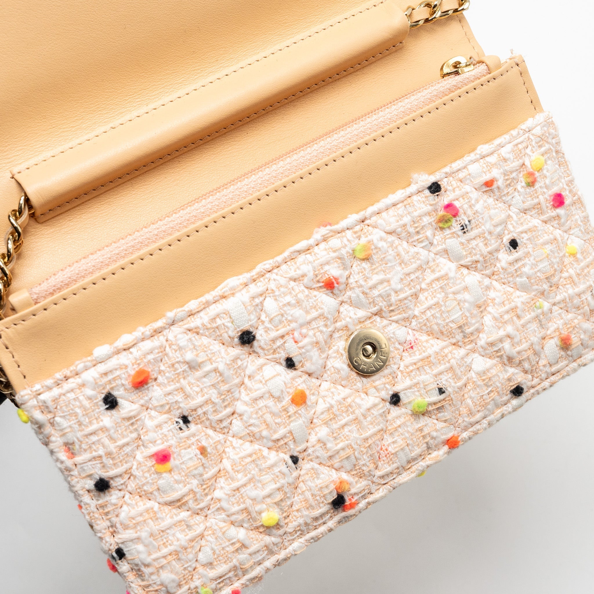 CHANEL 19S WALLET ON CHAIN/O MINI BAG TWEED MULTICOLOUR LGHW