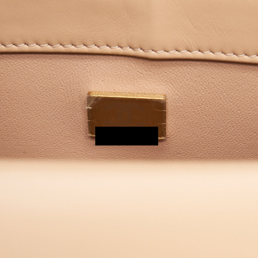 CHANEL 21A SMALL GOLD CRUSH FLAP BAG CALFSKIN BEIGE GHW (MICROCHIP)
