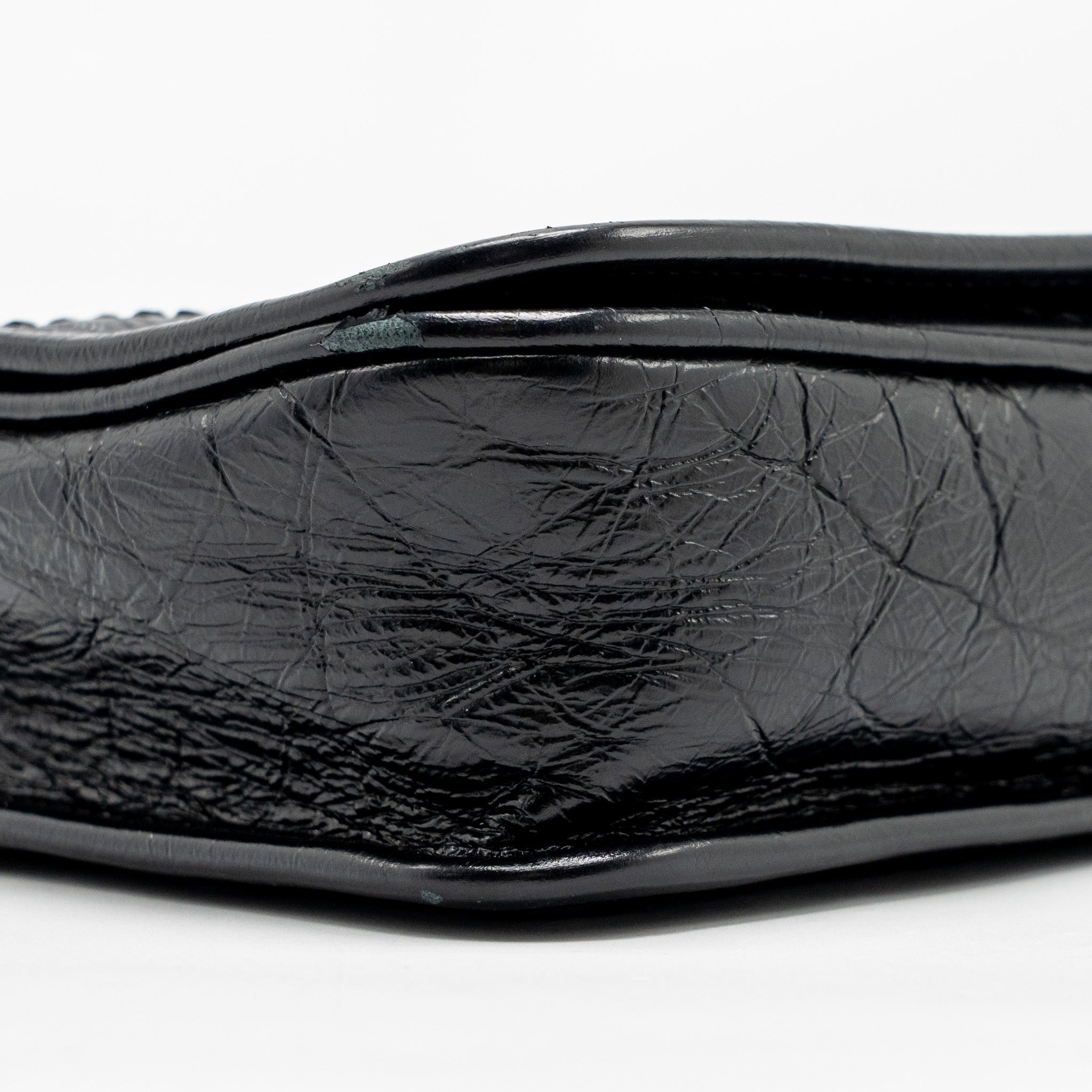 SAINT LAURENT / YSL NIKI CHAIN WALLET CRINKLED CALFSKIN BLACK SHW
