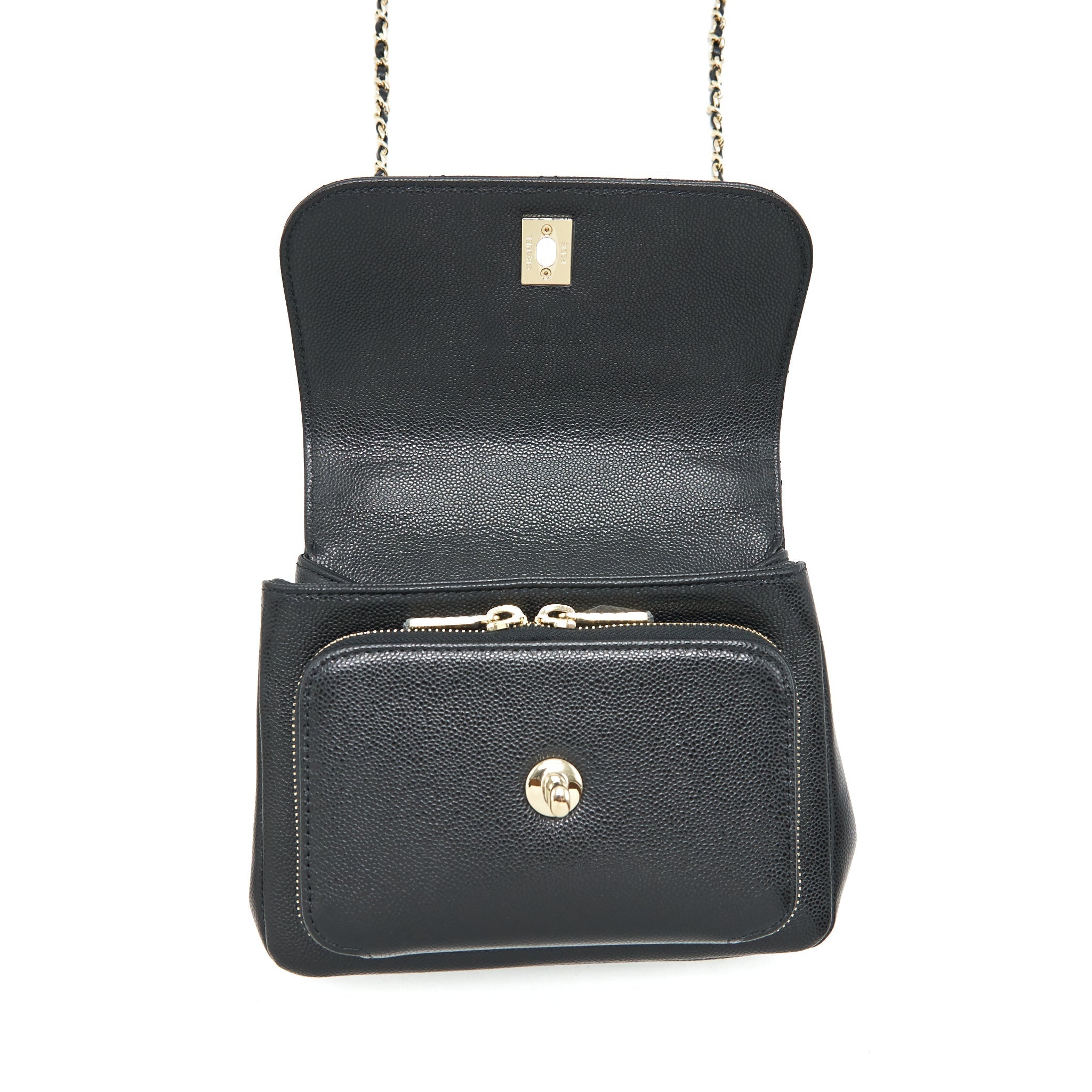 CHANEL SMALL BUSINESS AFFINITY CAVIAR BLACK LGHW (MICROCHIP)