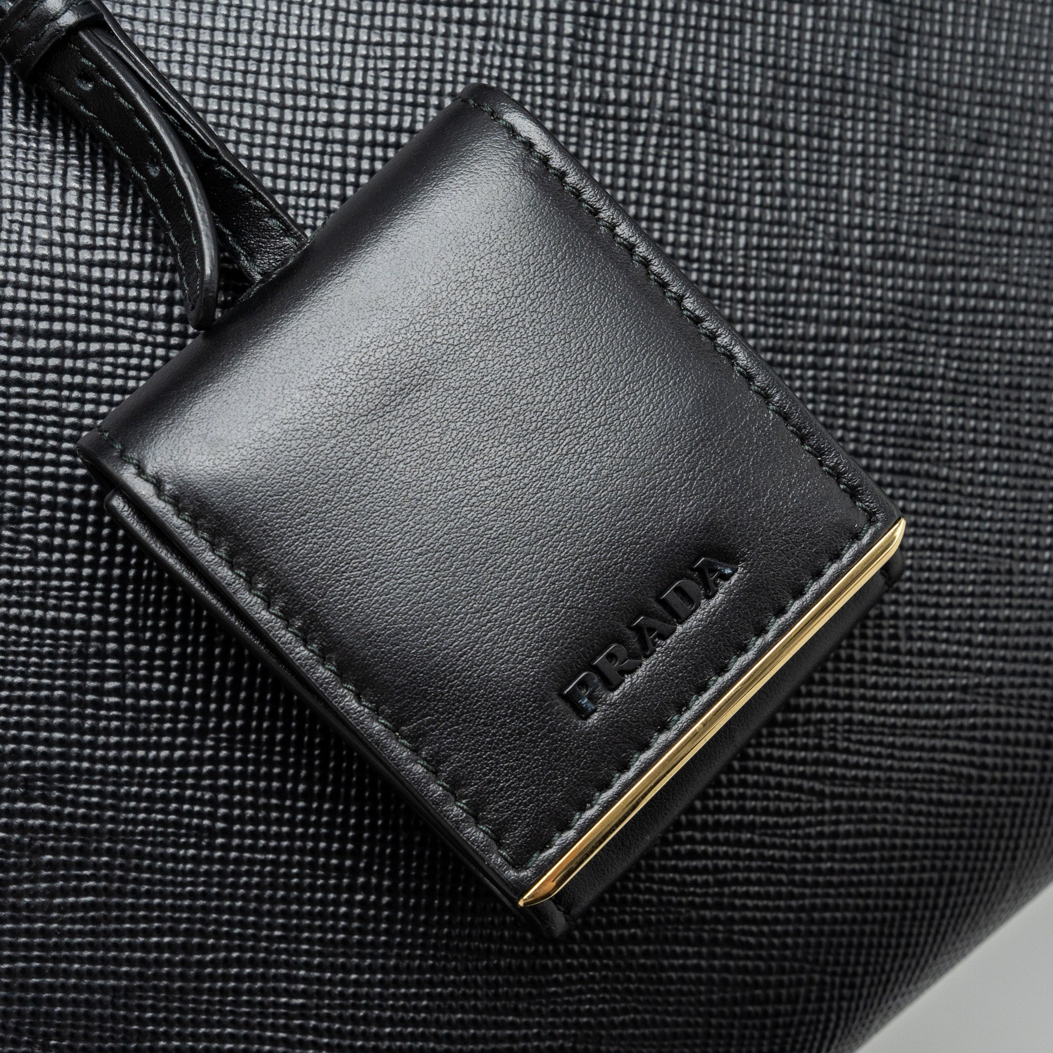 PRADA SMALL MONOCHROME TOTE BAG SAFFIANO CALFSKIN BLACK GHW