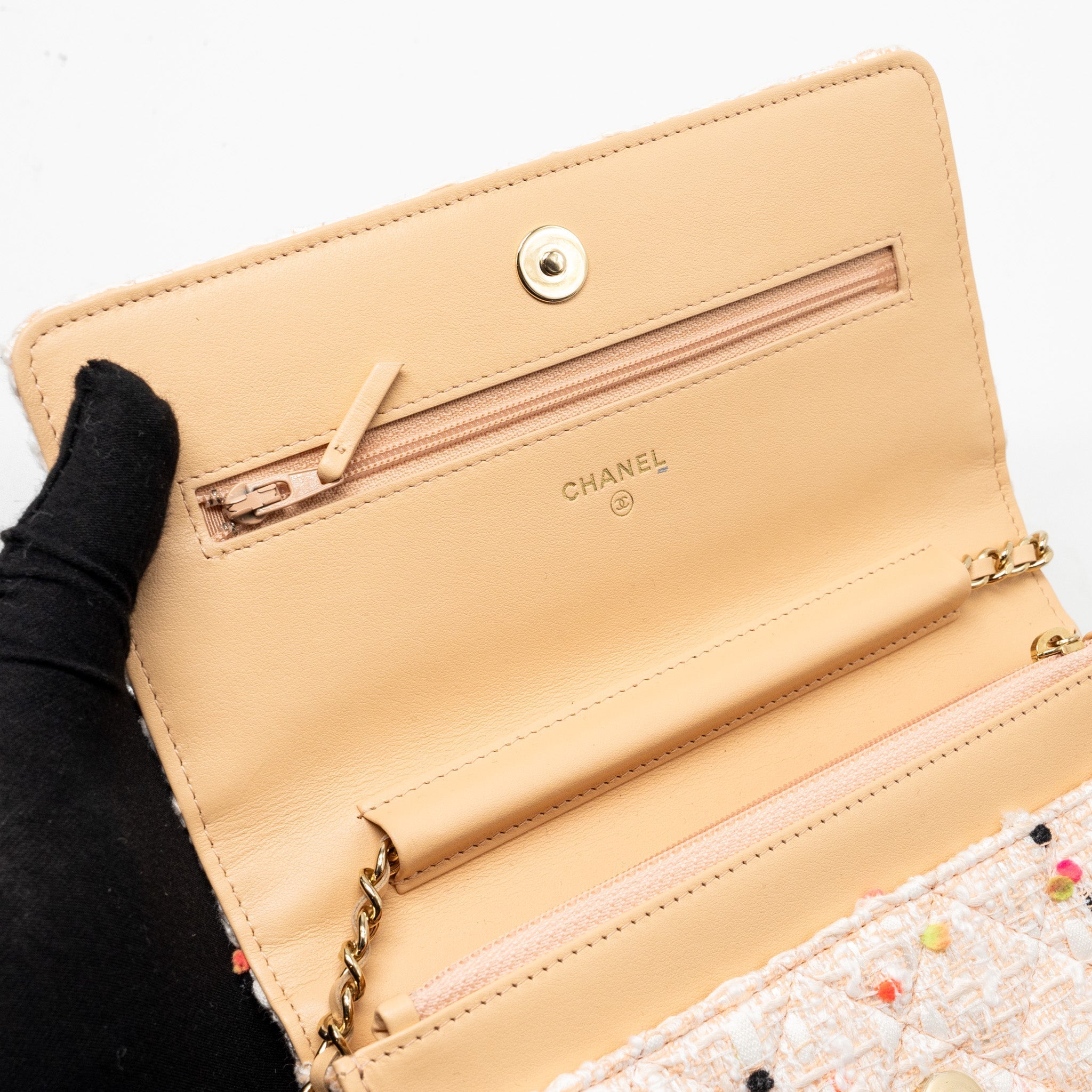 CHANEL 19S WALLET ON CHAIN/O MINI BAG TWEED MULTICOLOUR LGHW