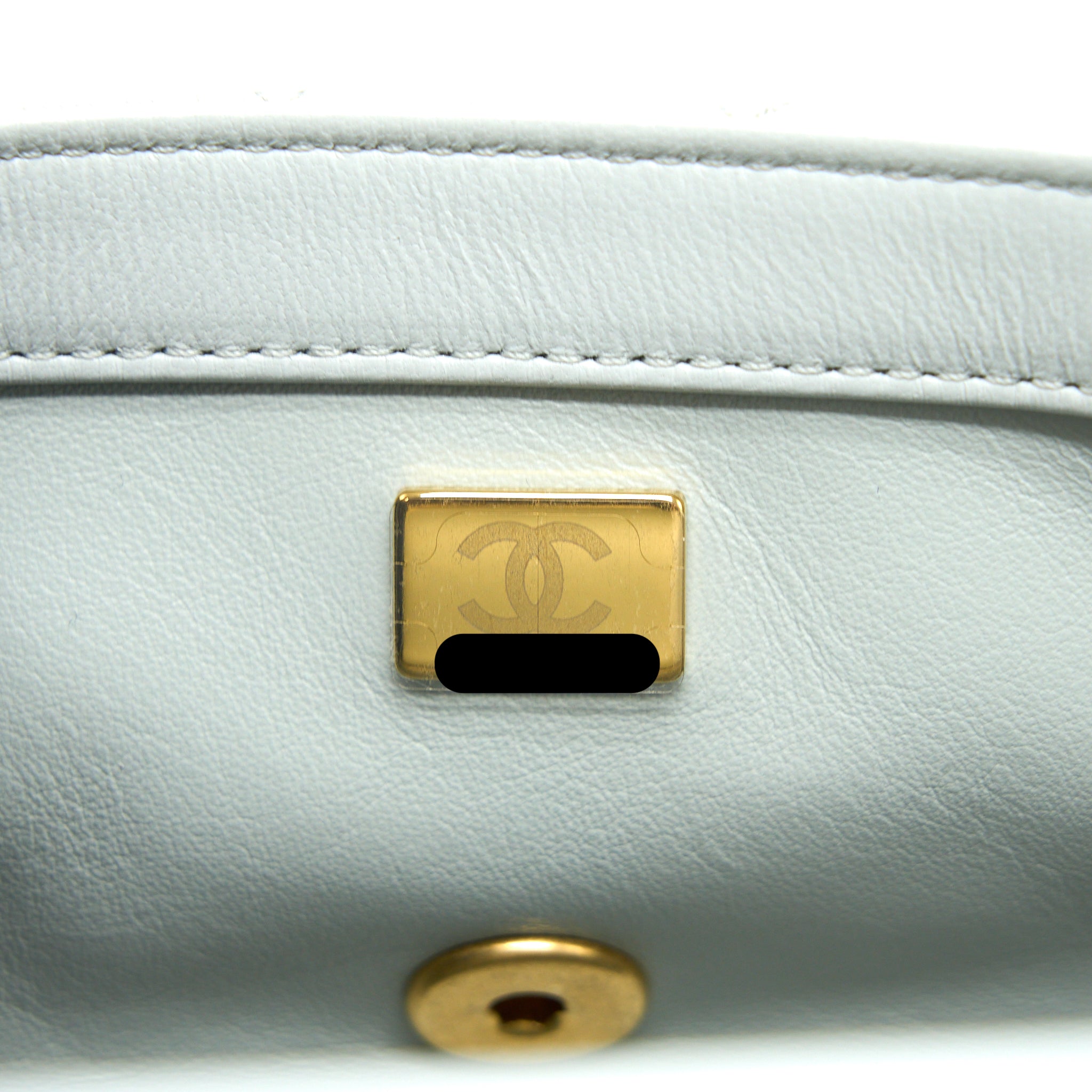 CHANEL 23C PEARL CRUSH MINI RECTANGULAR LAMBSKIN LIGHT GREY BRUSHED GHW (MICROCHIP)