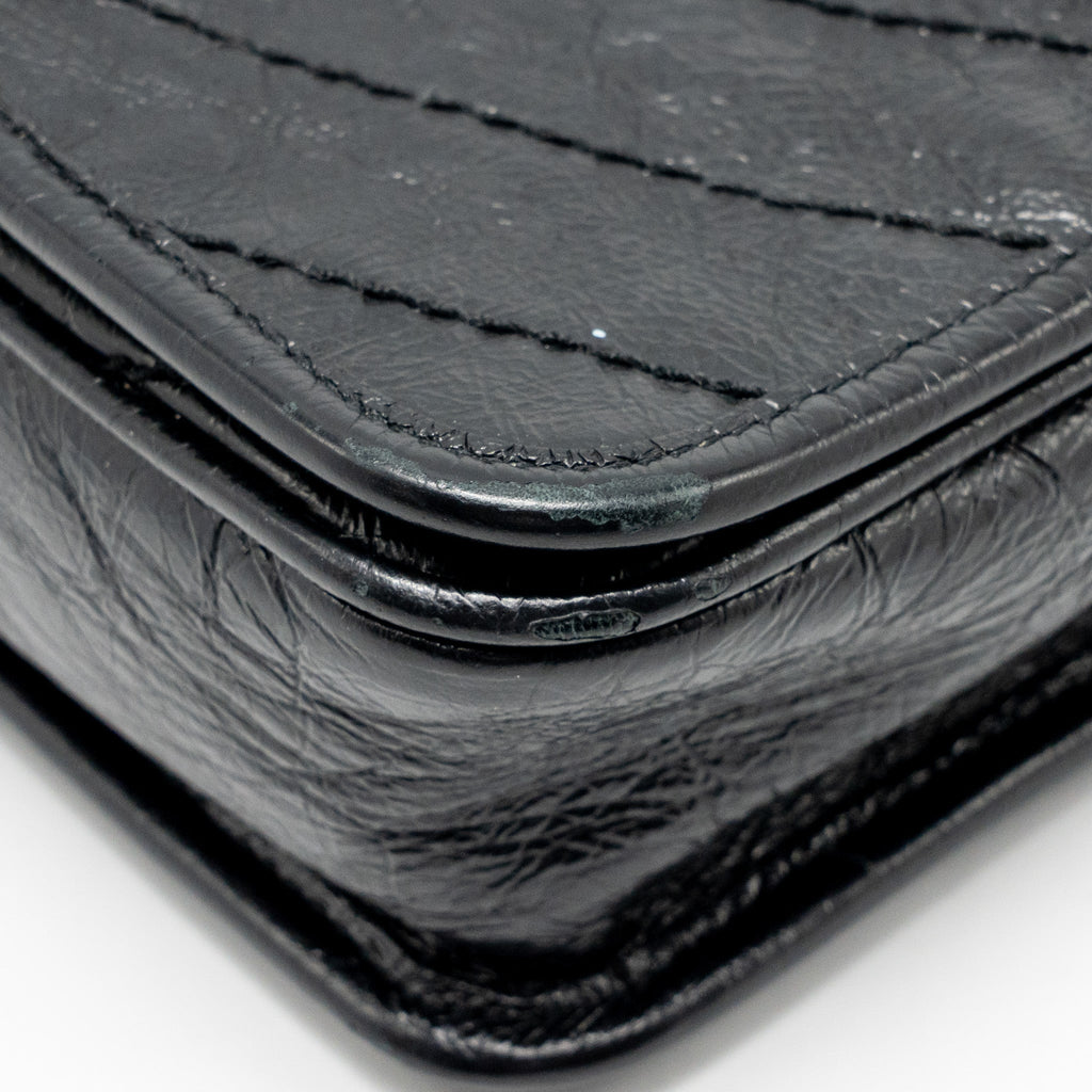 SAINT LAURENT / YSL NIKI CHAIN WALLET CRINKLED CALFSKIN BLACK SHW