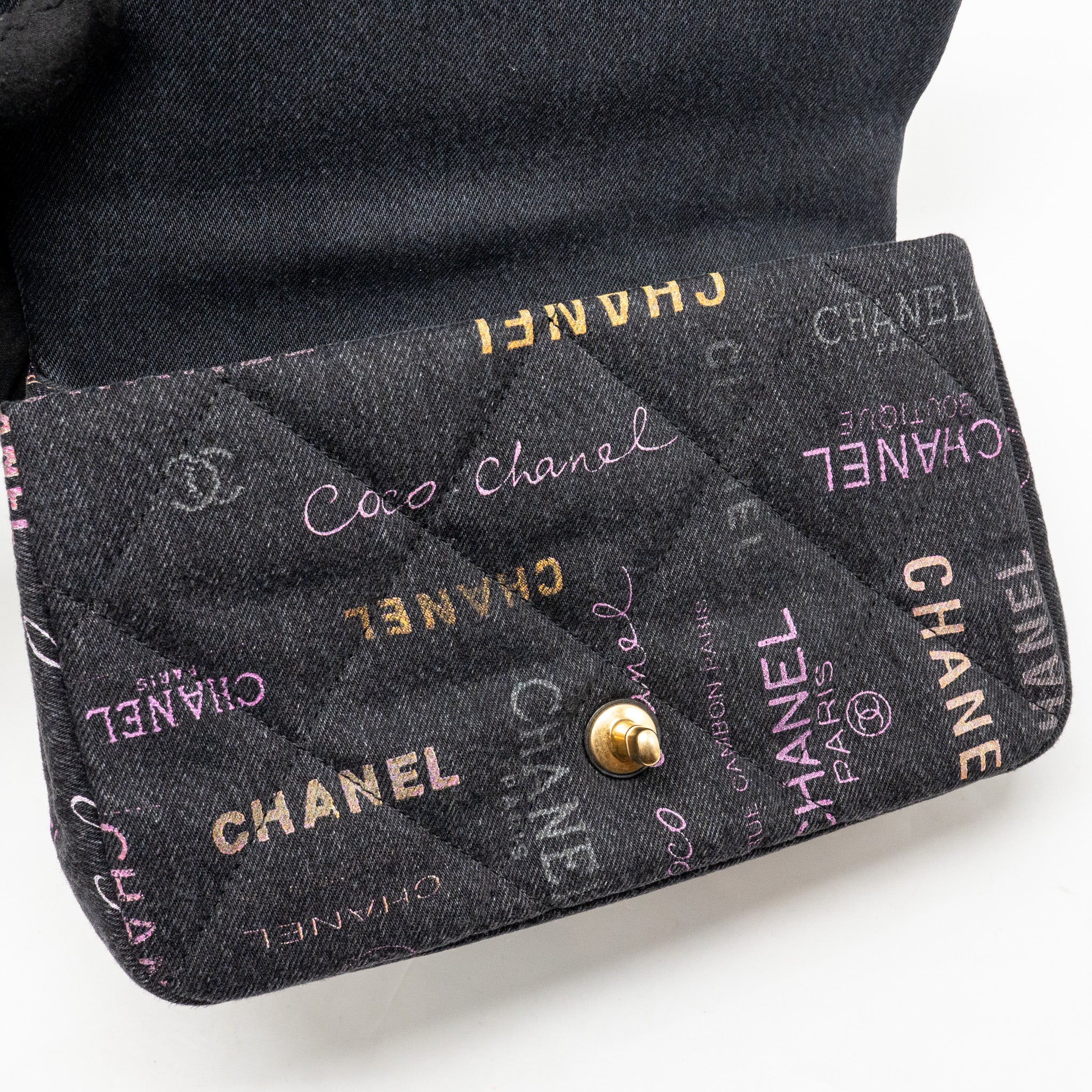 CHANEL LARGE MOOD FLAP BAG DENIM BLACK/MULTICOLOUR GHW (MICROCHIP)
