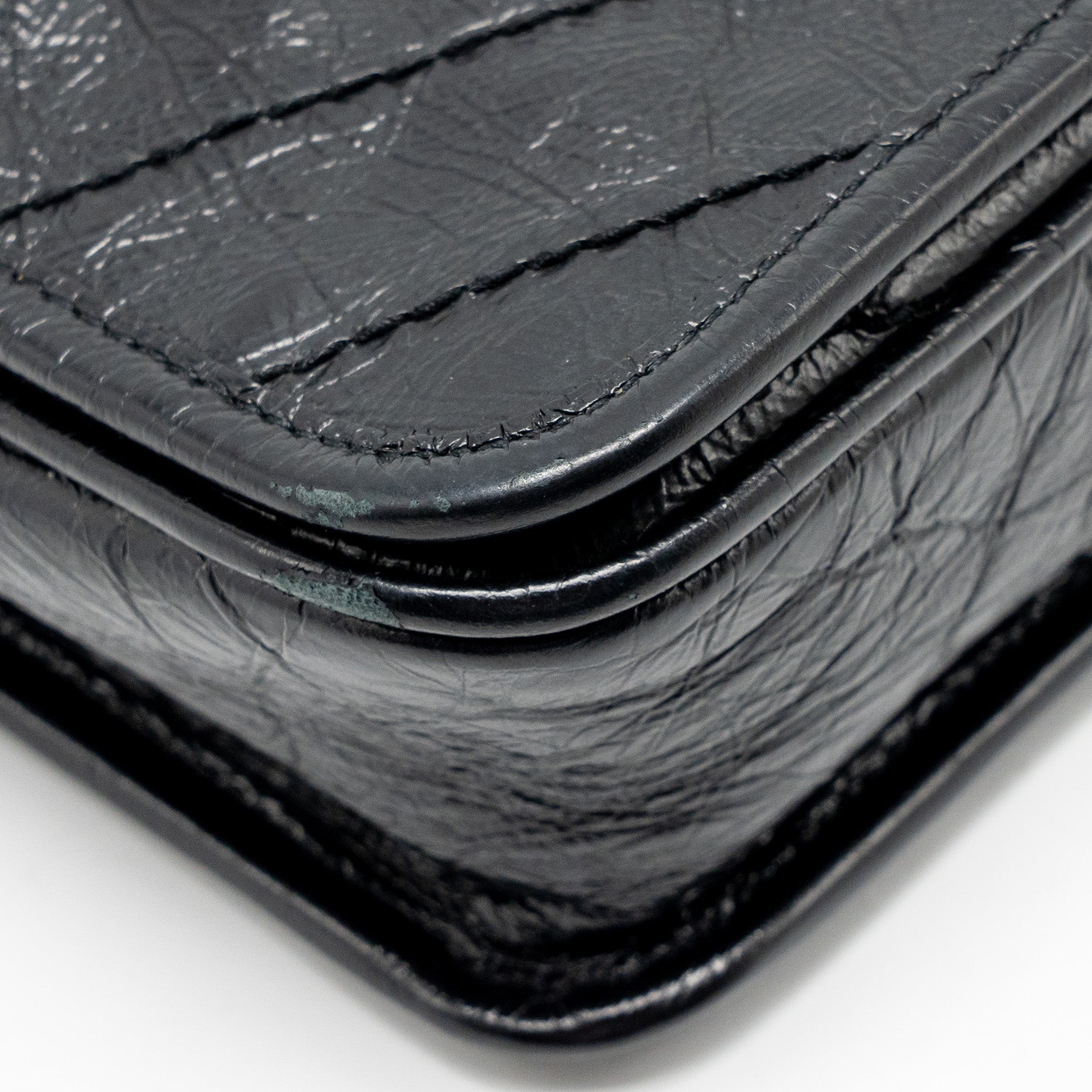 SAINT LAURENT / YSL NIKI CHAIN WALLET CRINKLED CALFSKIN BLACK SHW