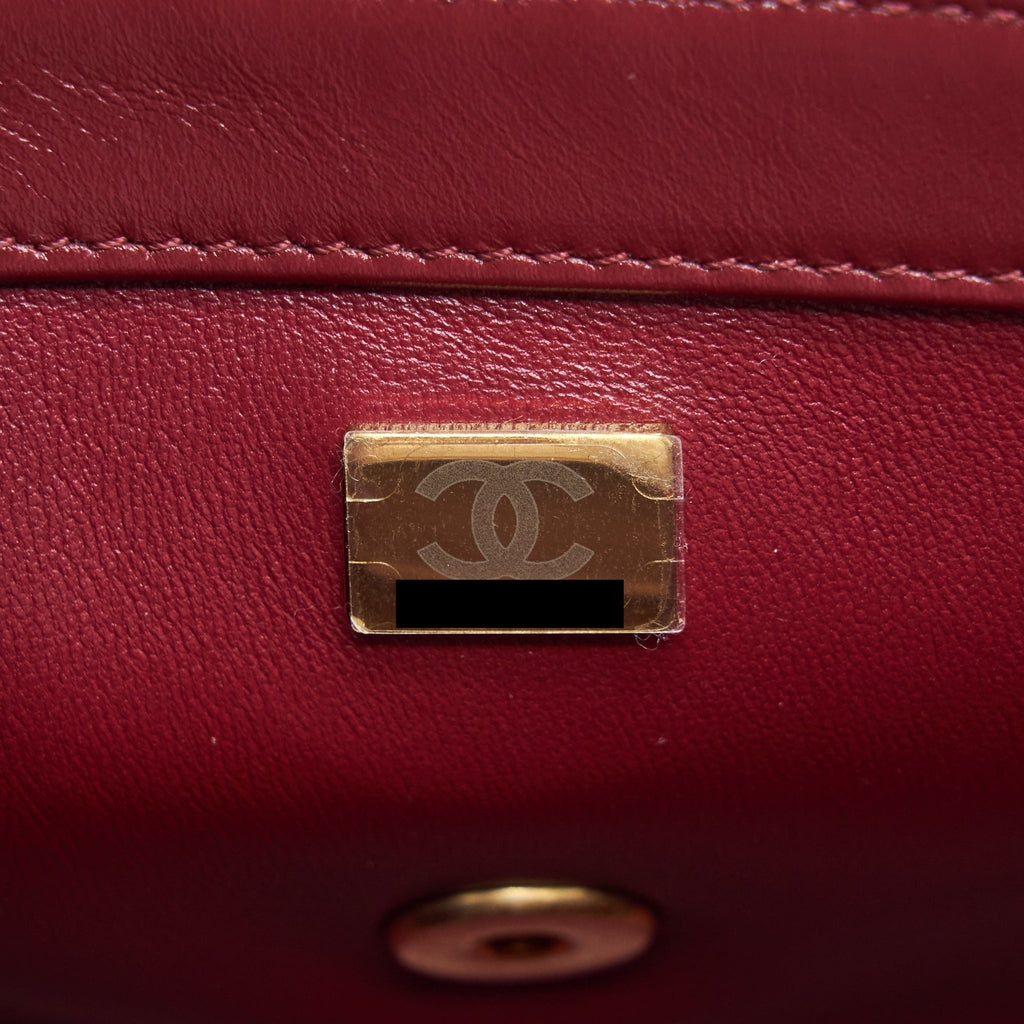 CHANEL 21A MEDIUM GOLD CRUSH FLAP BAG CALFSKIN NC635 BURGUNDY GHW (MICROCHIP)