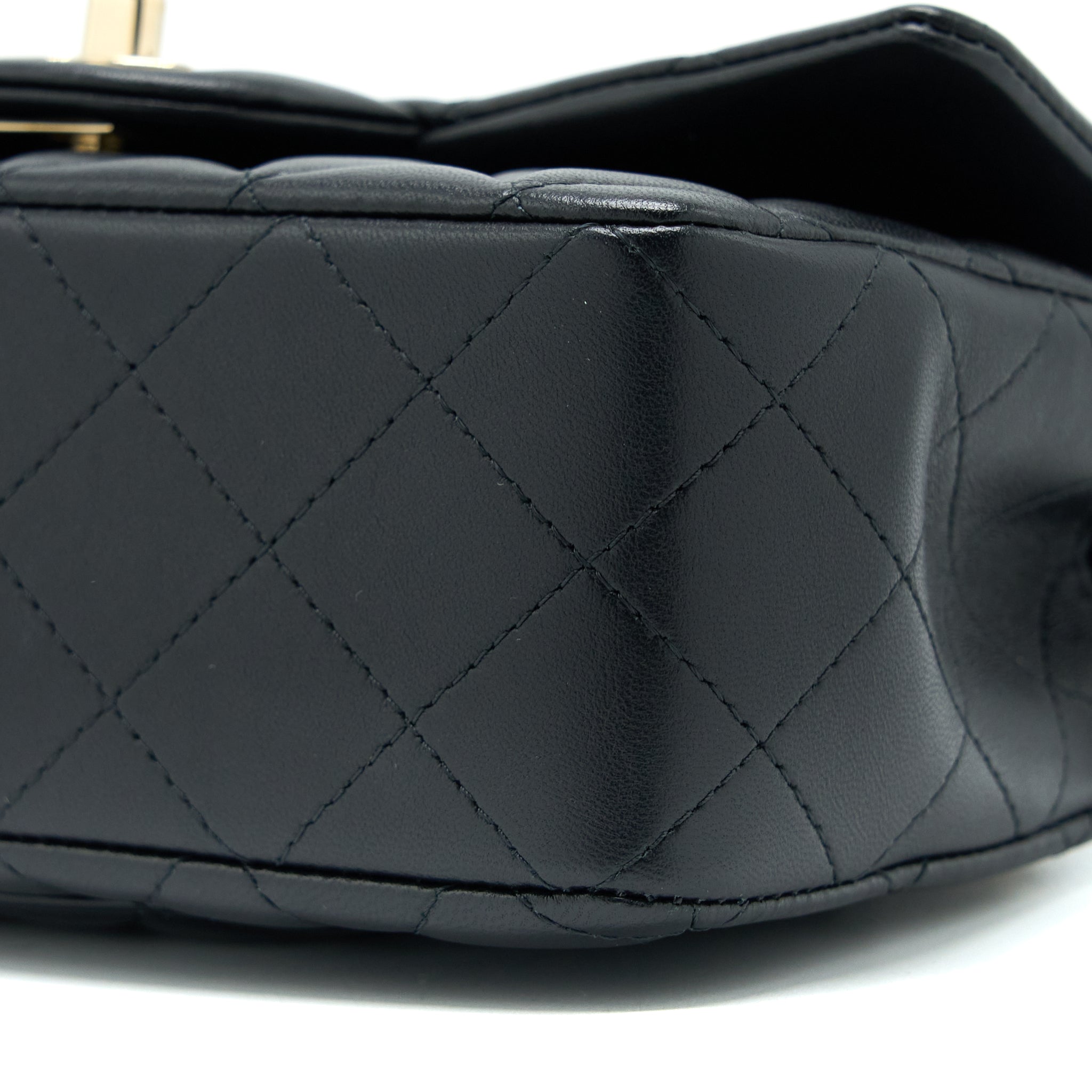 CHANEL TOP HANDLE MINI RECTANGULAR FLAP BAG LAMBSKIN BLACK LGHW (MICROCHIP)