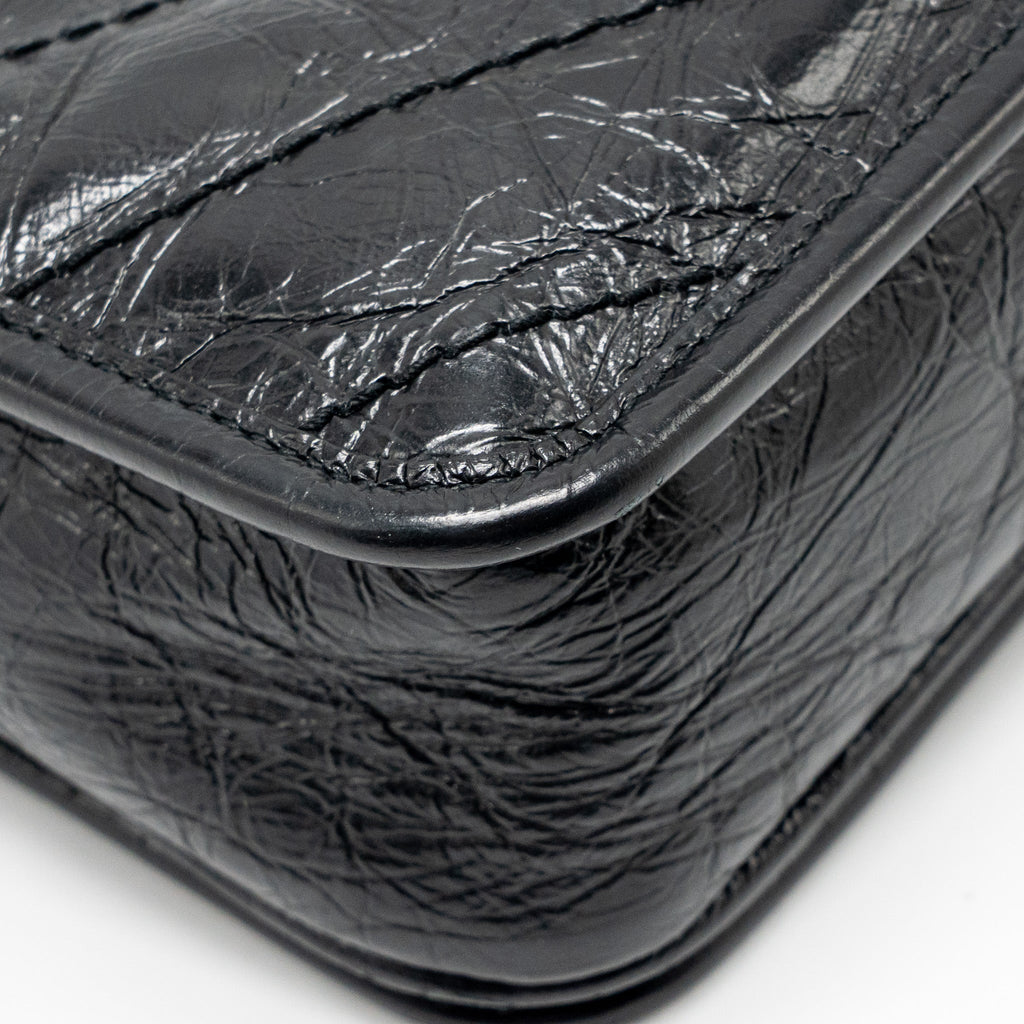 SAINT LAURENT / YSL NIKI CHAIN WALLET CRINKLED CALFSKIN BLACK SHW