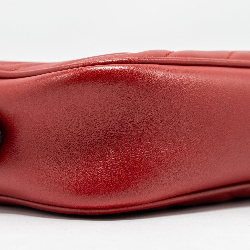 GUCCI GG MARMONT MATELASSE CAMERA BAG RED LEATHER RED GHW