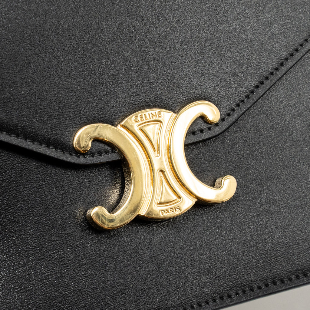 CELINE WALLET ON CHAIN MARGO SHINY CALFSKIN BLACK GHW