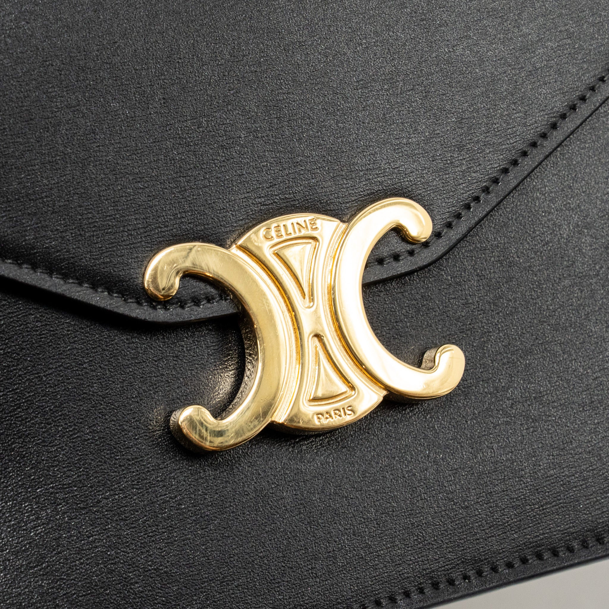 CELINE WALLET ON CHAIN MARGO SHINY CALFSKIN BLACK GHW