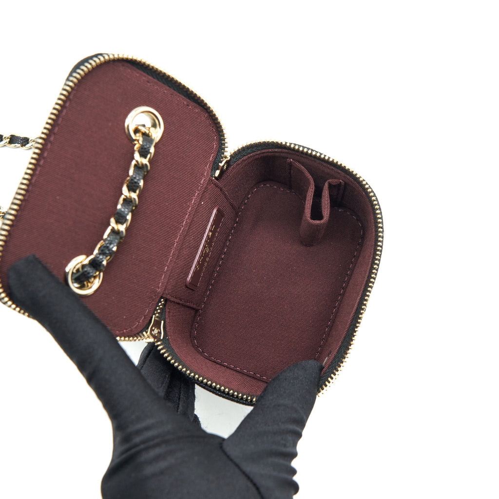CHANEL 22C MINI VANITY WITH CHAIN CAVIAR BLACK LGHW