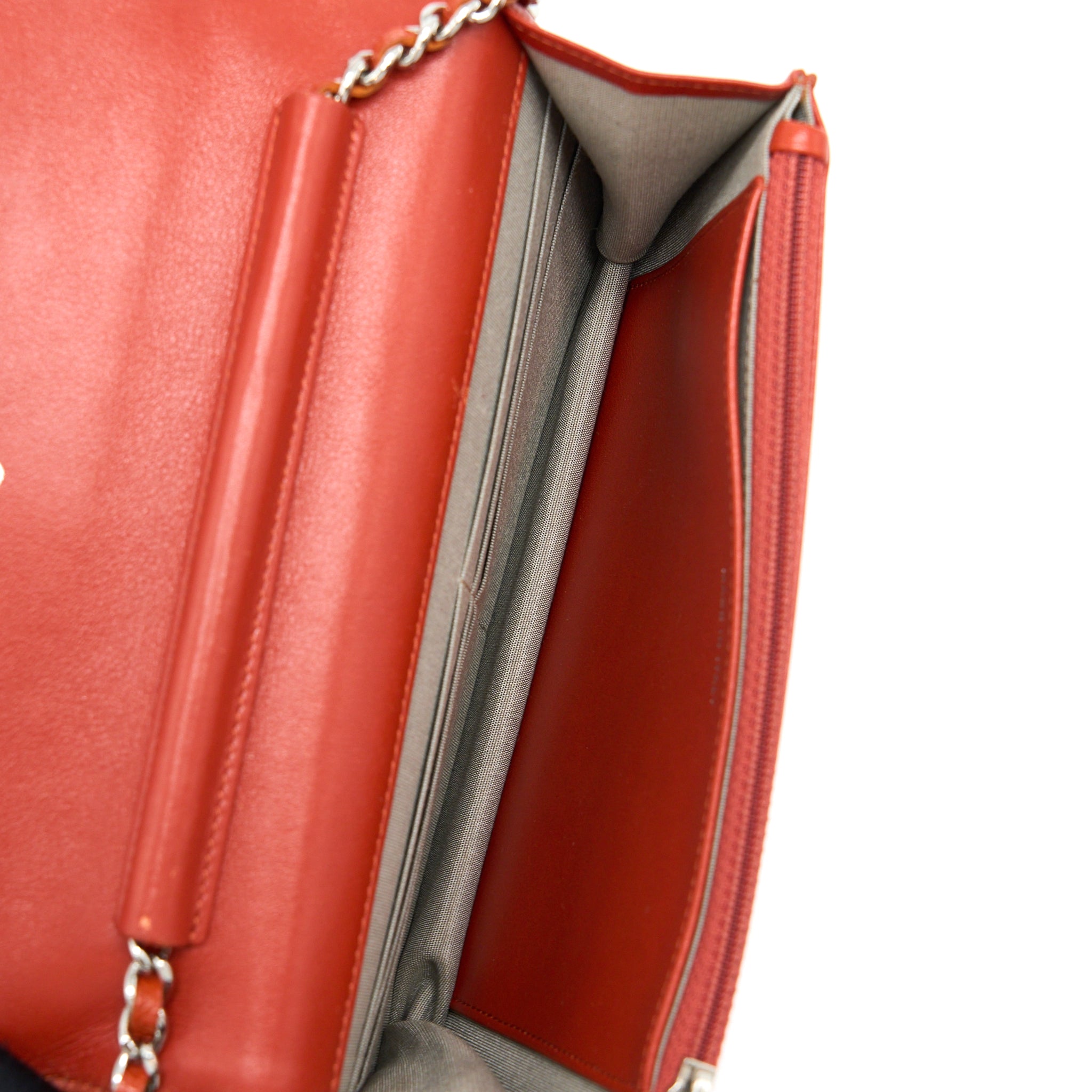CHANEL WALLET ON CHAIN CAVIAR ORANGE RED SHW
