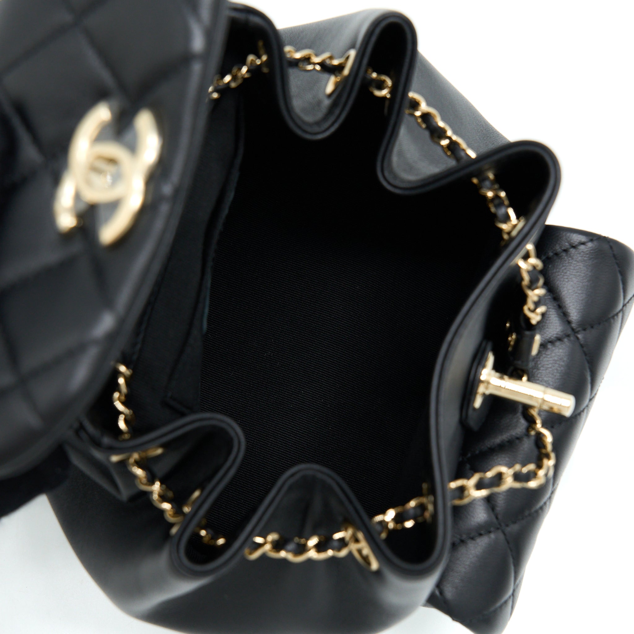 CHANEL DUMA MINI BACKPACK LAMBSKIN BLACK LGHW (MICROCHIP)