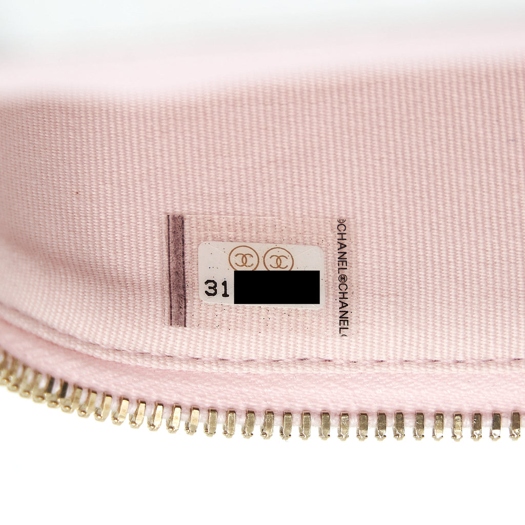 CHANEL 22P LONG VANITY CASE WITH LOGO CHAIN CAVIAR LIGHT PINK LGHW
