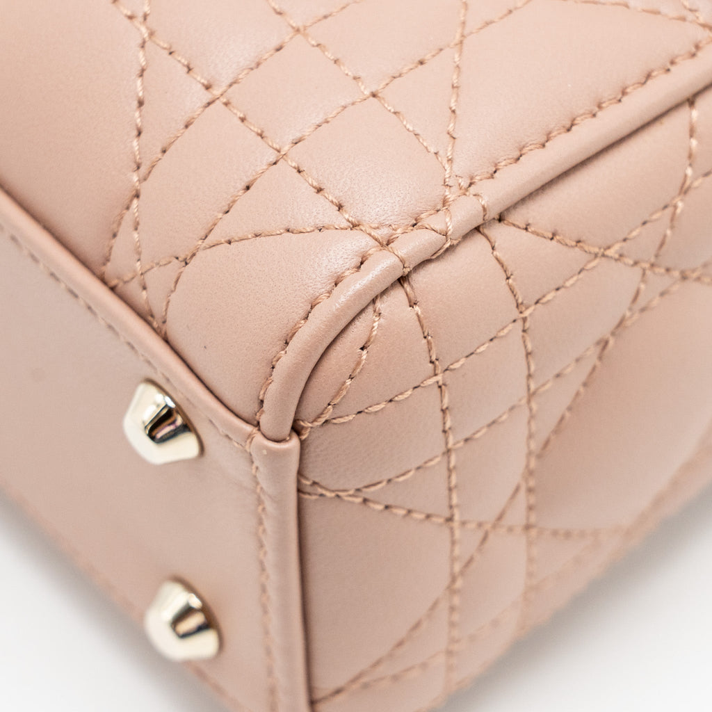 DIOR MINI LADY DIOR BAG LAMBSKIN BLUSH LGHW