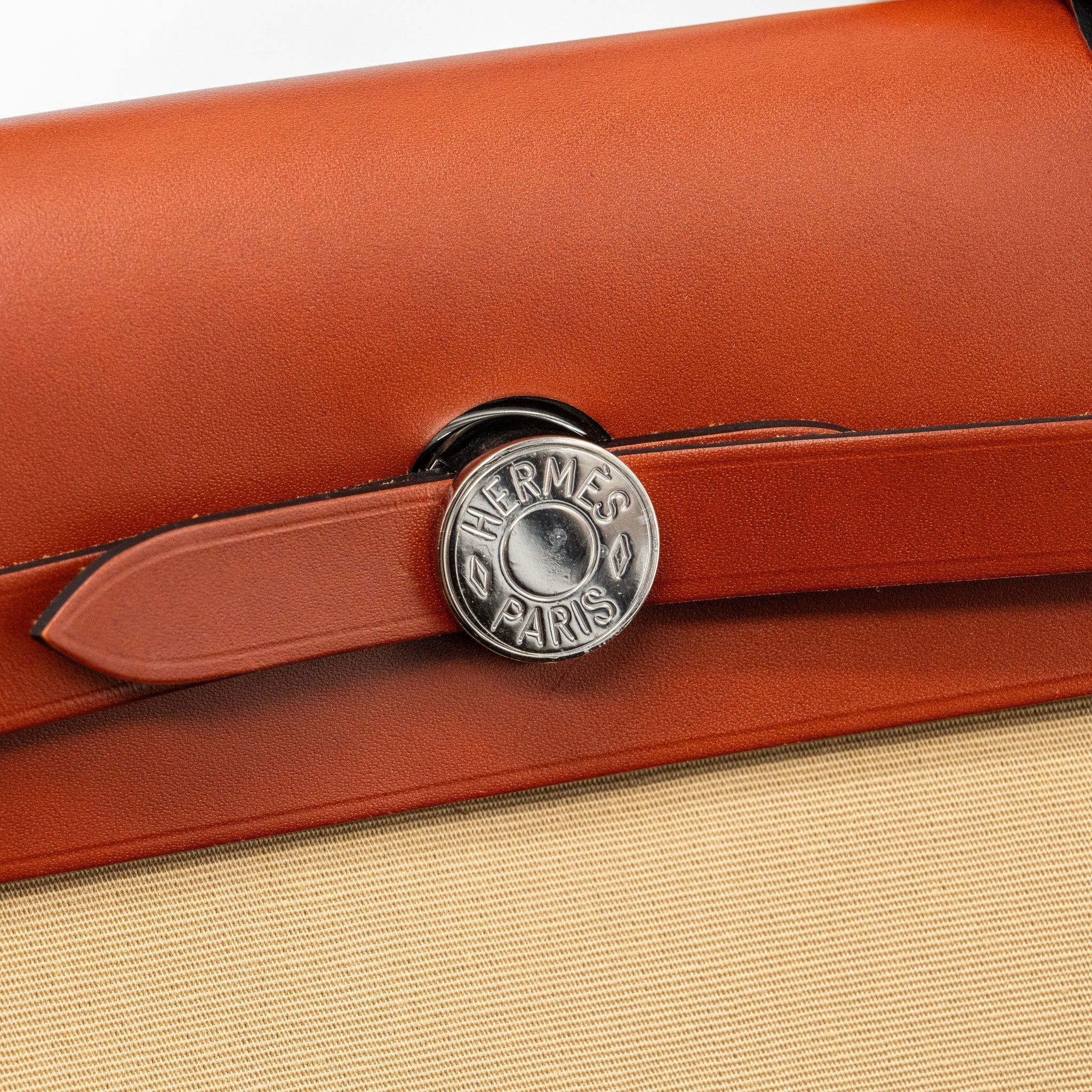HERMES HERBAG 31 ZIP BAG CANVAS / HUNTER LEATHER TRENCH/ CUVIER SHW