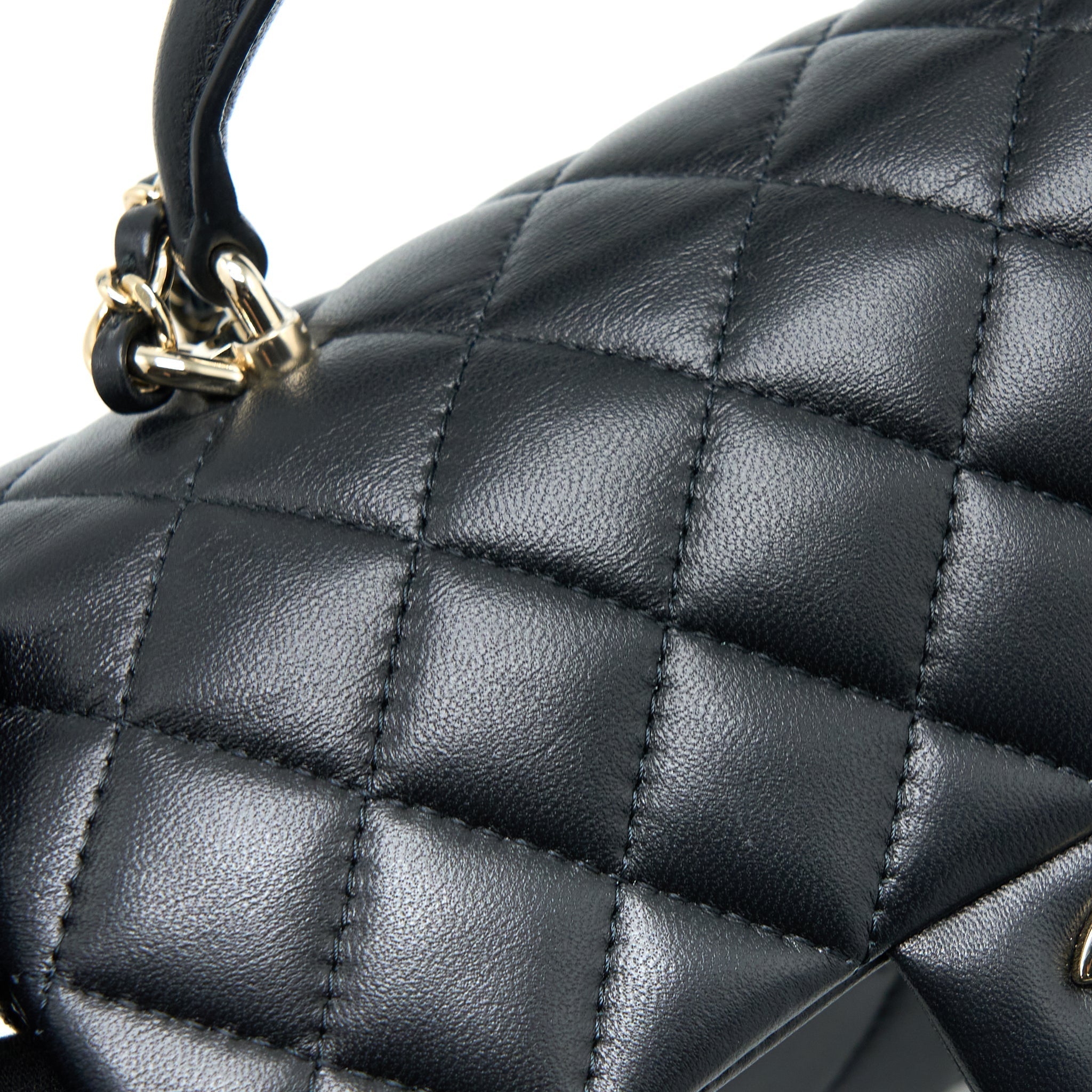 CHANEL TOP HANDLE MINI RECTANGULAR FLAP BAG LAMBSKIN BLACK LGHW (MICROCHIP)