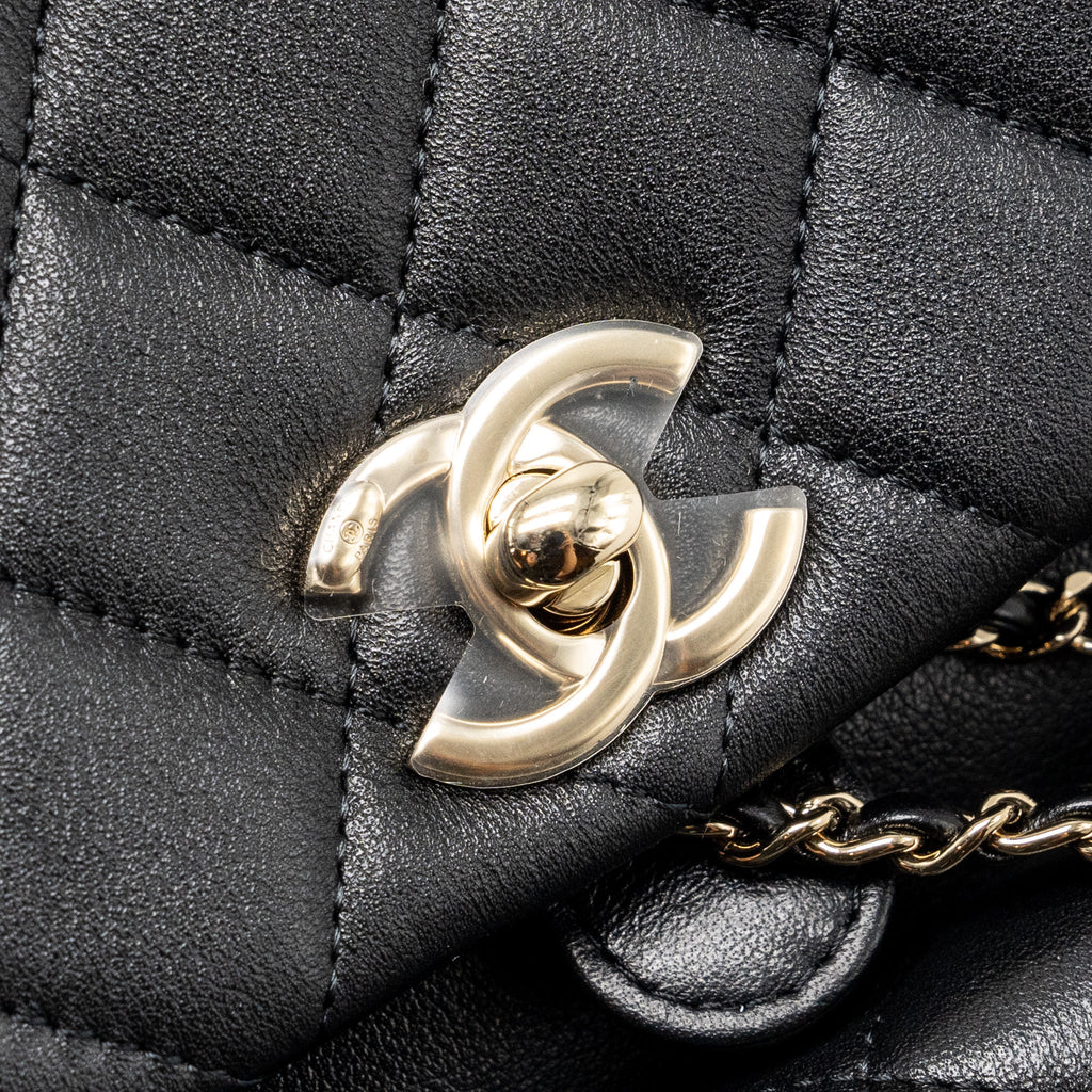 CHANEL 24P MINI DUMA BACKPACK CALFSKIN BLACK LGHW (MICROCHIP)