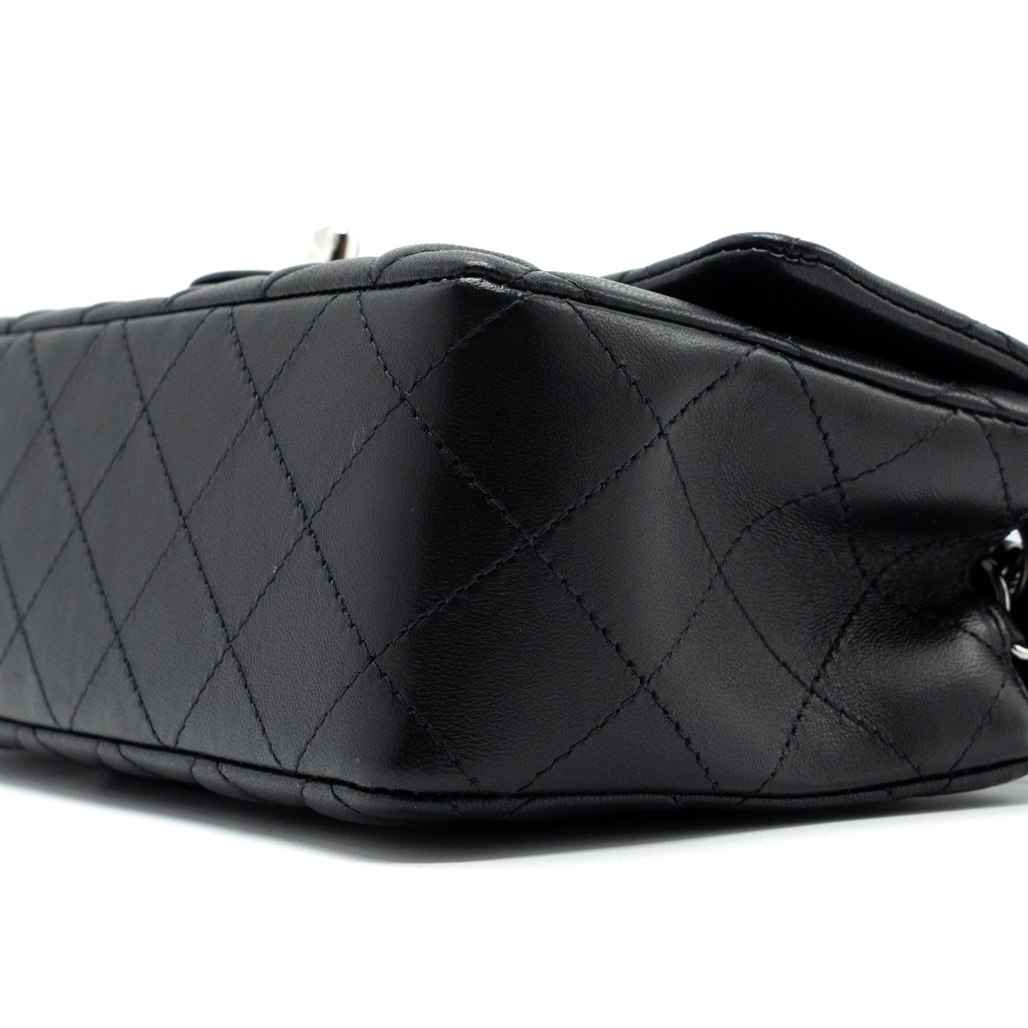 CHANEL MINI RECTANGULAR FLAP BAG LAMBSKIN BLACK SHW (MICROCHIP)