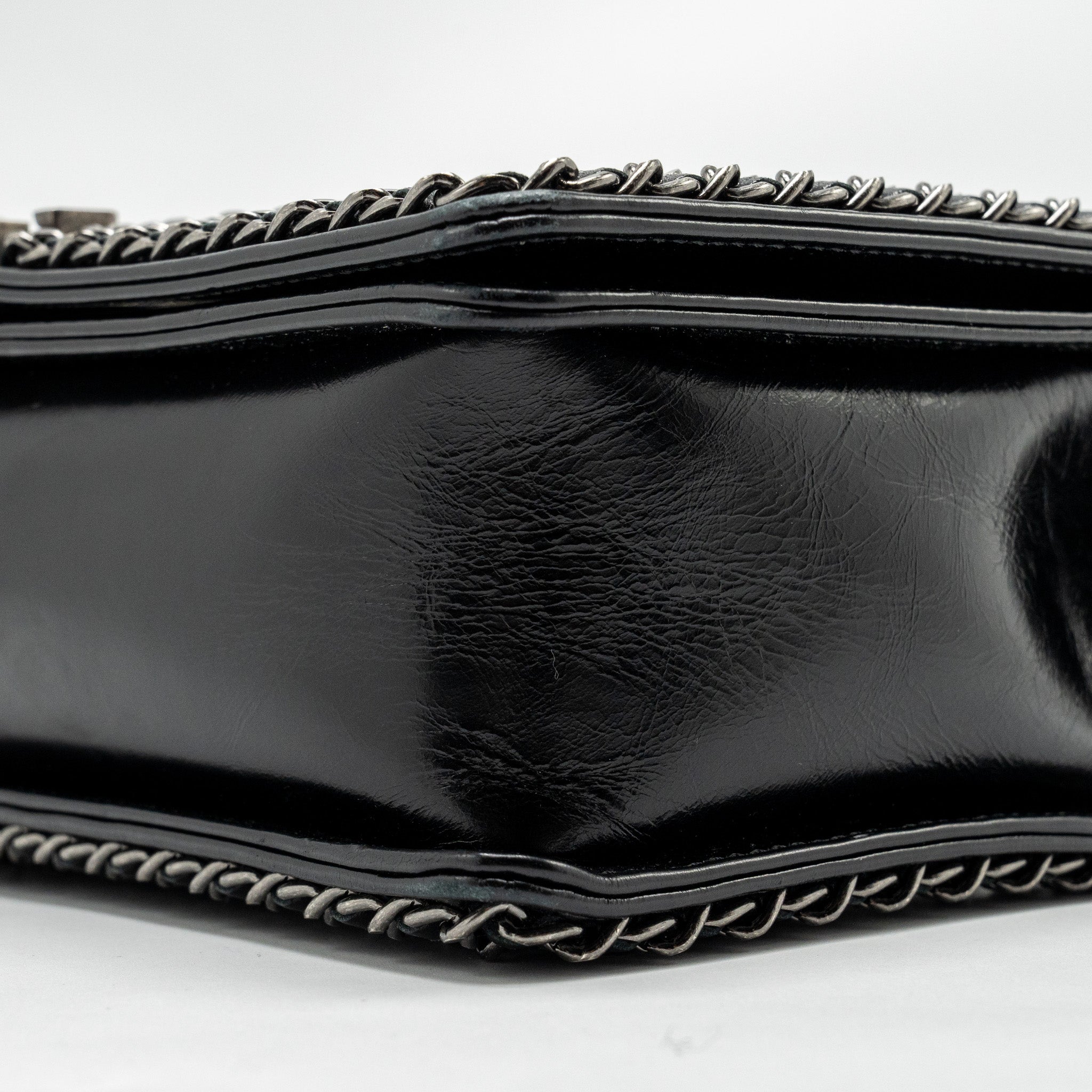 CHANEL NEW MEDIUM CHAIN EDGE BOY BAG CALFSKIN BLACK RUTHENIUM SHW