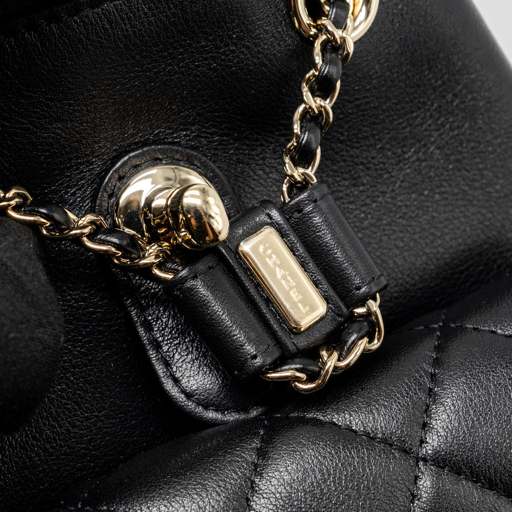 CHANEL 24P MINI DUMA BACKPACK CALFSKIN BLACK LGHW (MICROCHIP)