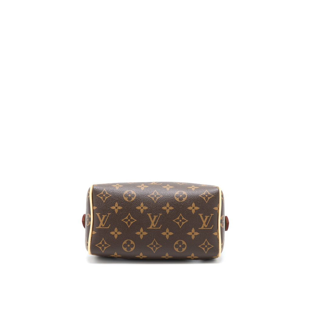 LOUIS VUITTON SPEEDY BANDOULIERE 20 MONOGRAM CANVAS WITH FUCHSIA STRAP