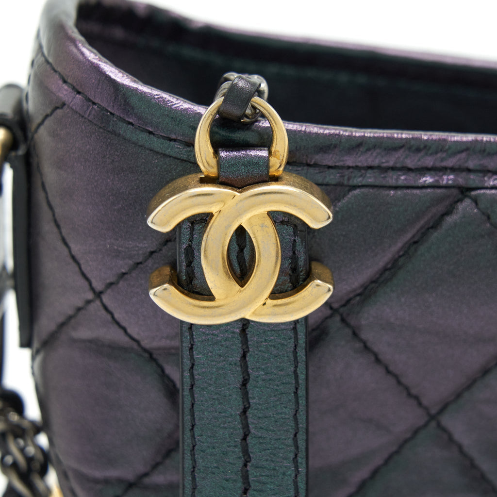 CHANEL SMALL GABRIELLE HOBO BAG LAMBSKIN IRIDESCENT PURPLE MULTICOLOUR HARDWARE