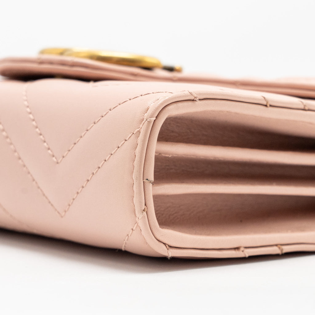 GUCCI GG MARMONT WALLET ON CHAIN CALFSKIN PINK GHW
