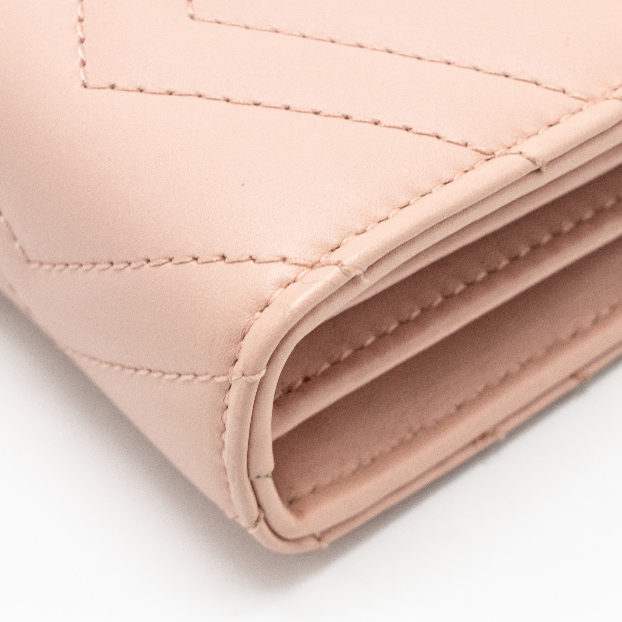 GUCCI GG MARMONT WALLET ON CHAIN CALFSKIN PINK GHW