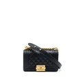 CHANEL SMALL BOY BAG CAVIAR BLACK WITH BRUSHED GHW(MICROCHIP)