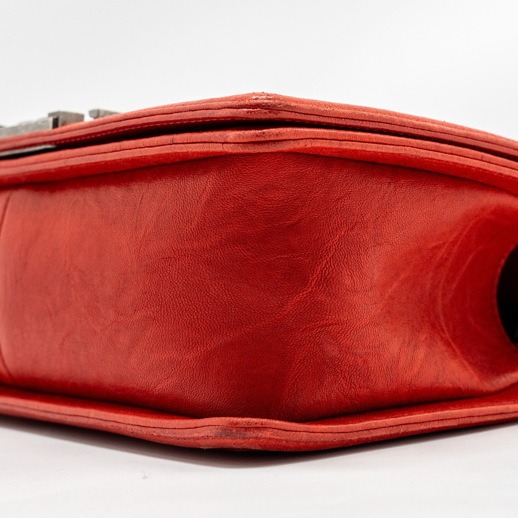 CHANEL MEDIUM BOY BAG LAMBSKIN RED RUTHENIUM SHW