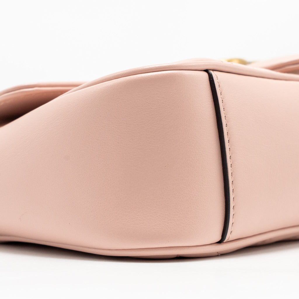 GUCCI SMALL GG MARMONT SHOULDER BAG CALFSKIN PINK GHW