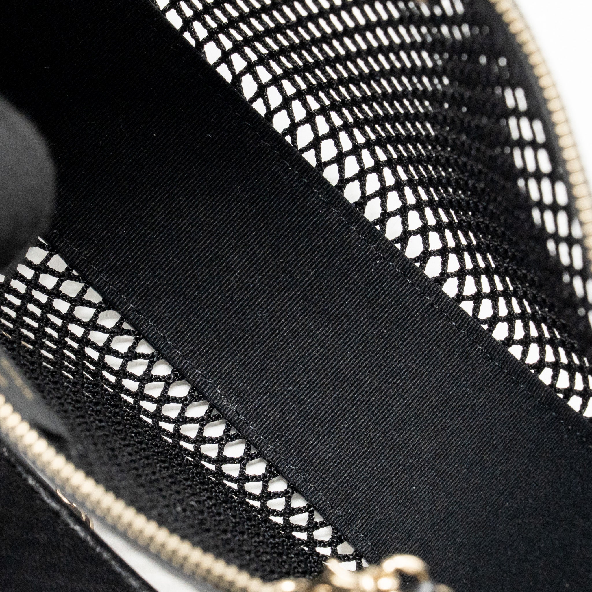 CHANEL 25S HALF MOON CLUTCH WITH CHAIN MESH/LAMBSKIN BLACK LGHW (MICROCHIP)