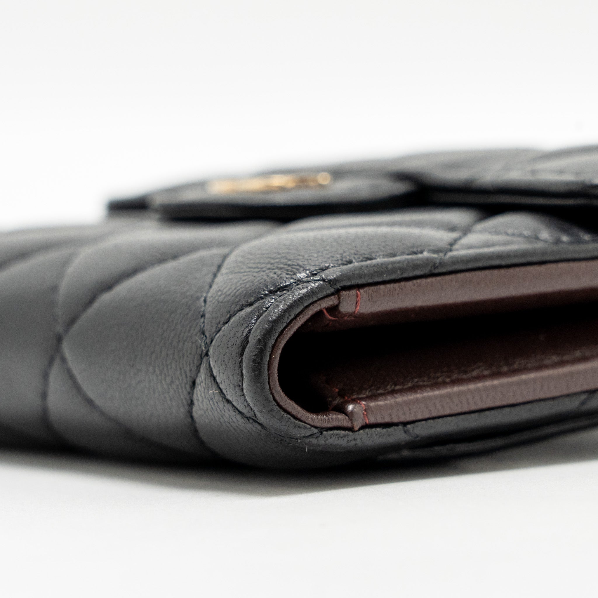 CHANEL CLASSIC SMALL FLAP WALLET LAMBSKIN BLACK LGHW