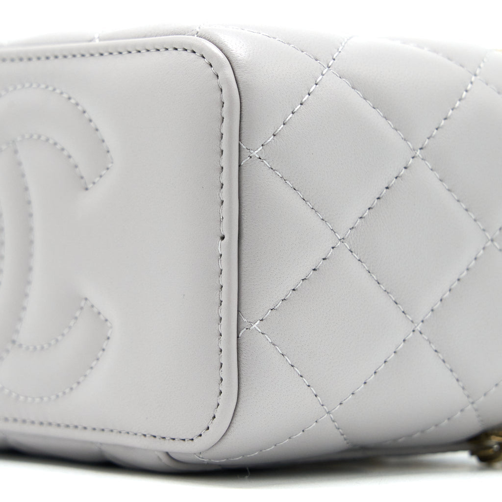 CHANEL 22B PEARL CRUSH LONG VANITY WITH CHAIN LAMBSKIN GREY GHW