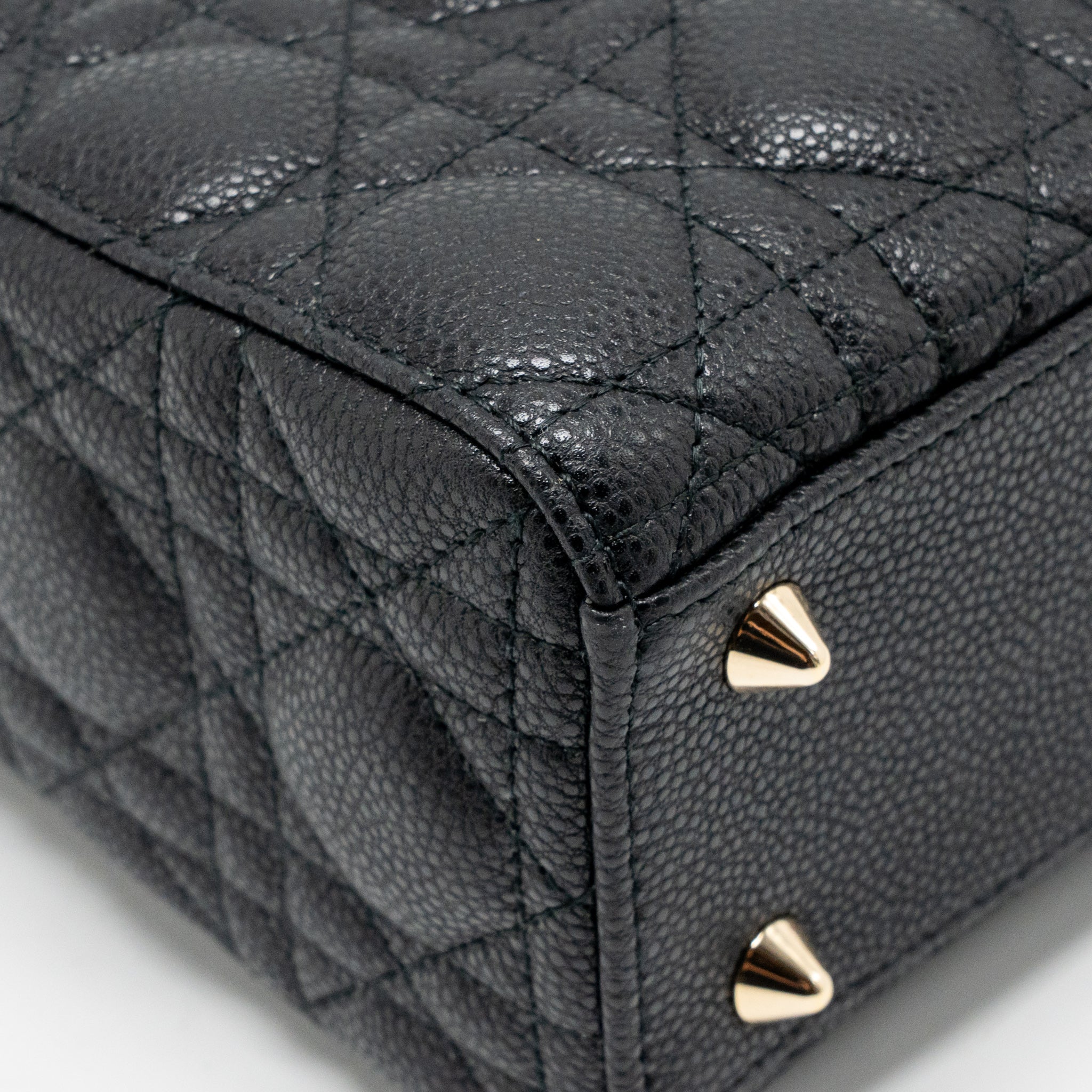 DIOR SMALL LADY DIOR BAG GRAINED CANNAGE CALFSKIN BLACK LGHW