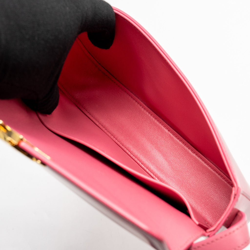 CELINE TRIOMPHE SHOULDER BAG SHINY CALFSKIN FLAMINGO GHW
