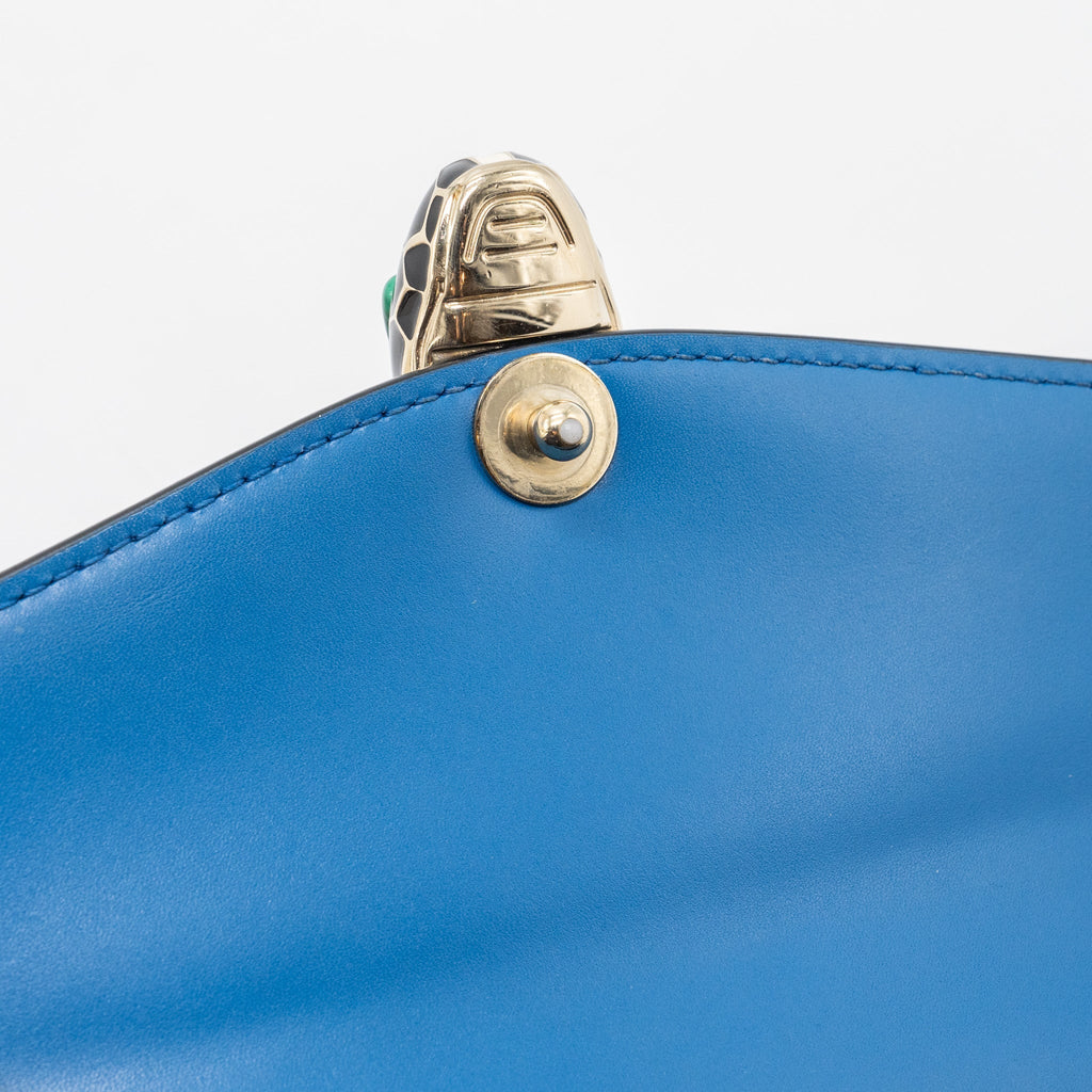 BVLGARI SERPENTI FOREVER FLAP CHAIN BAG CALFSKIN BLUE LGHW
